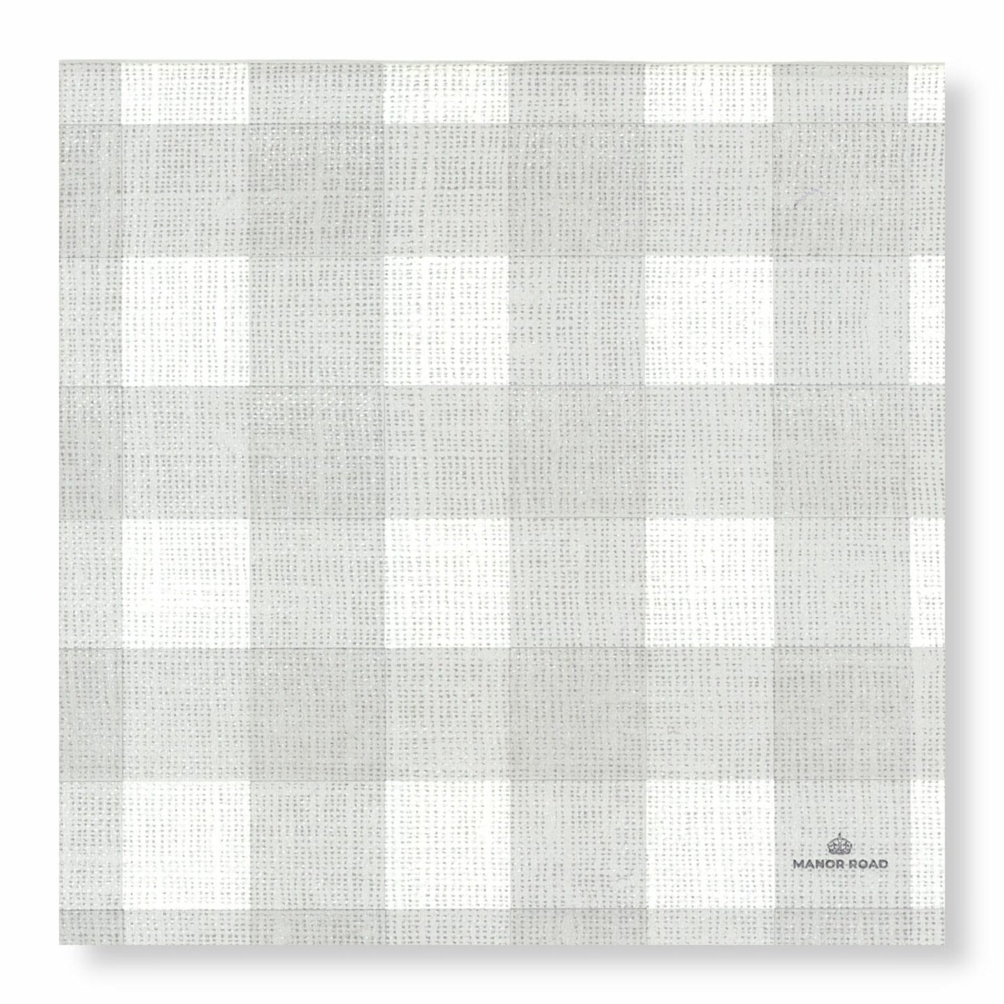 Linen Gingham Soft Grey Dinner Paper Napkin- 20pk- Manor Road