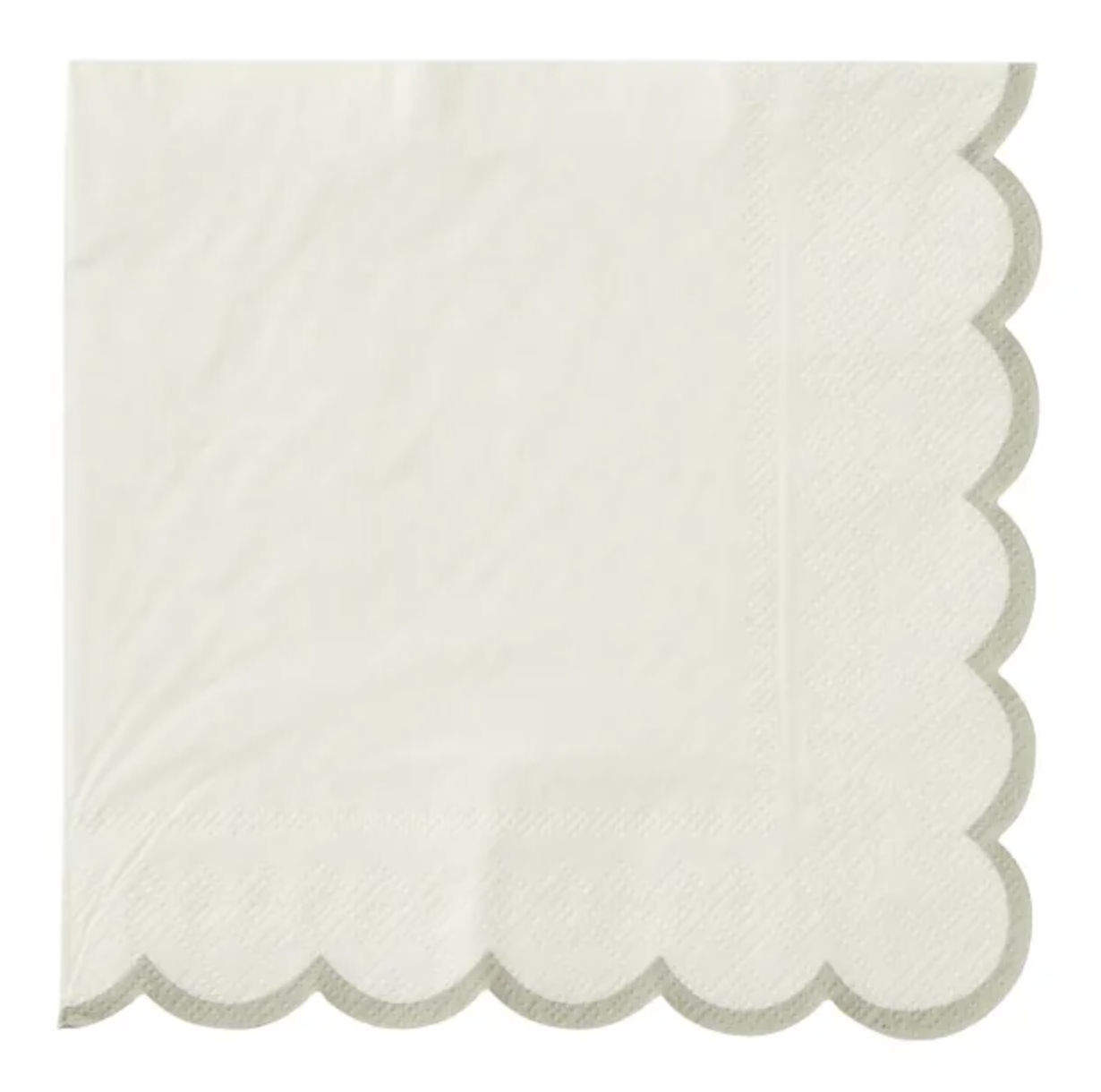 Halcyon Scallop White & Silver Luncheon Paper Napkin- 20pk- Assemble