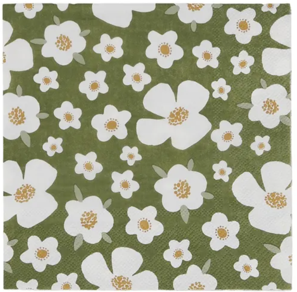 Katy Flowers Green Luncheon Paper Napkins- 20pk- Assemble