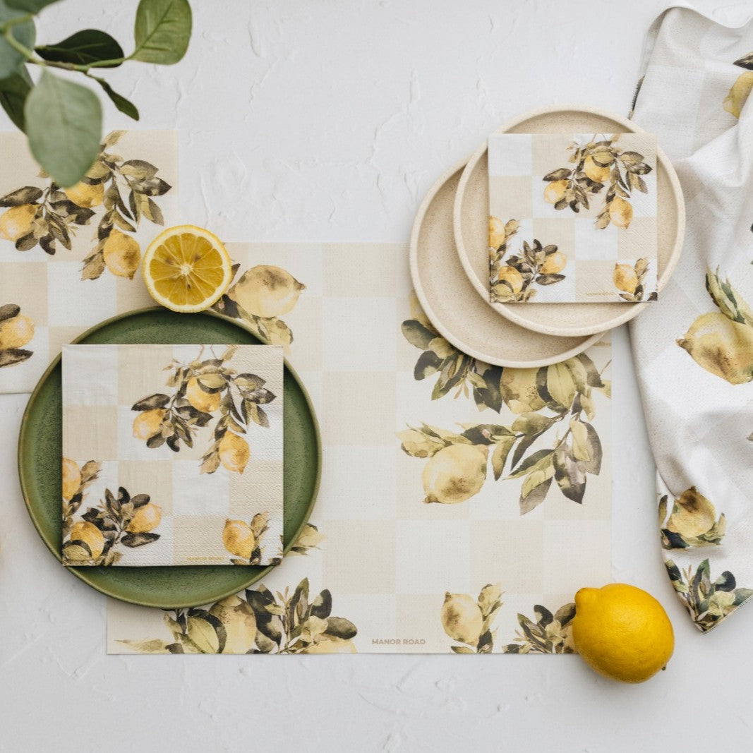 Citrons Cocktail Paper Napkin- 20pk- Manor Road