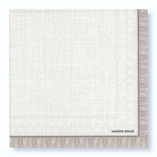 Fringed (Beige) Cocktail Paper Napkins- 20pk- Manor Road