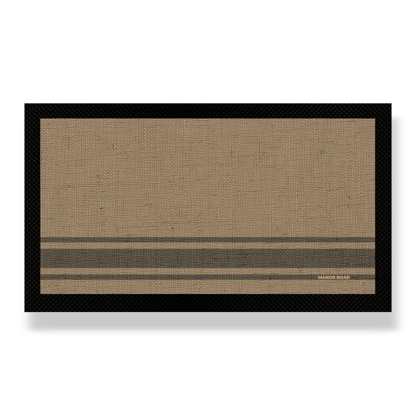 Small Bar Mat - Coffee Stripe Linen- Manor Road- (Back-Order)