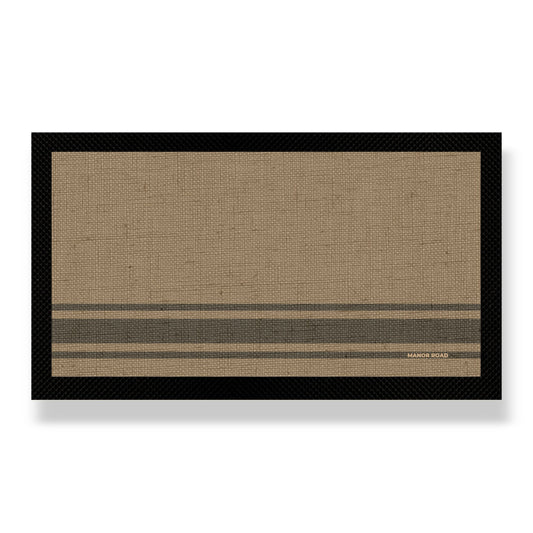 Small Bar Mat - Coffee Stripe Linen- Manor Road- (Back-Order)