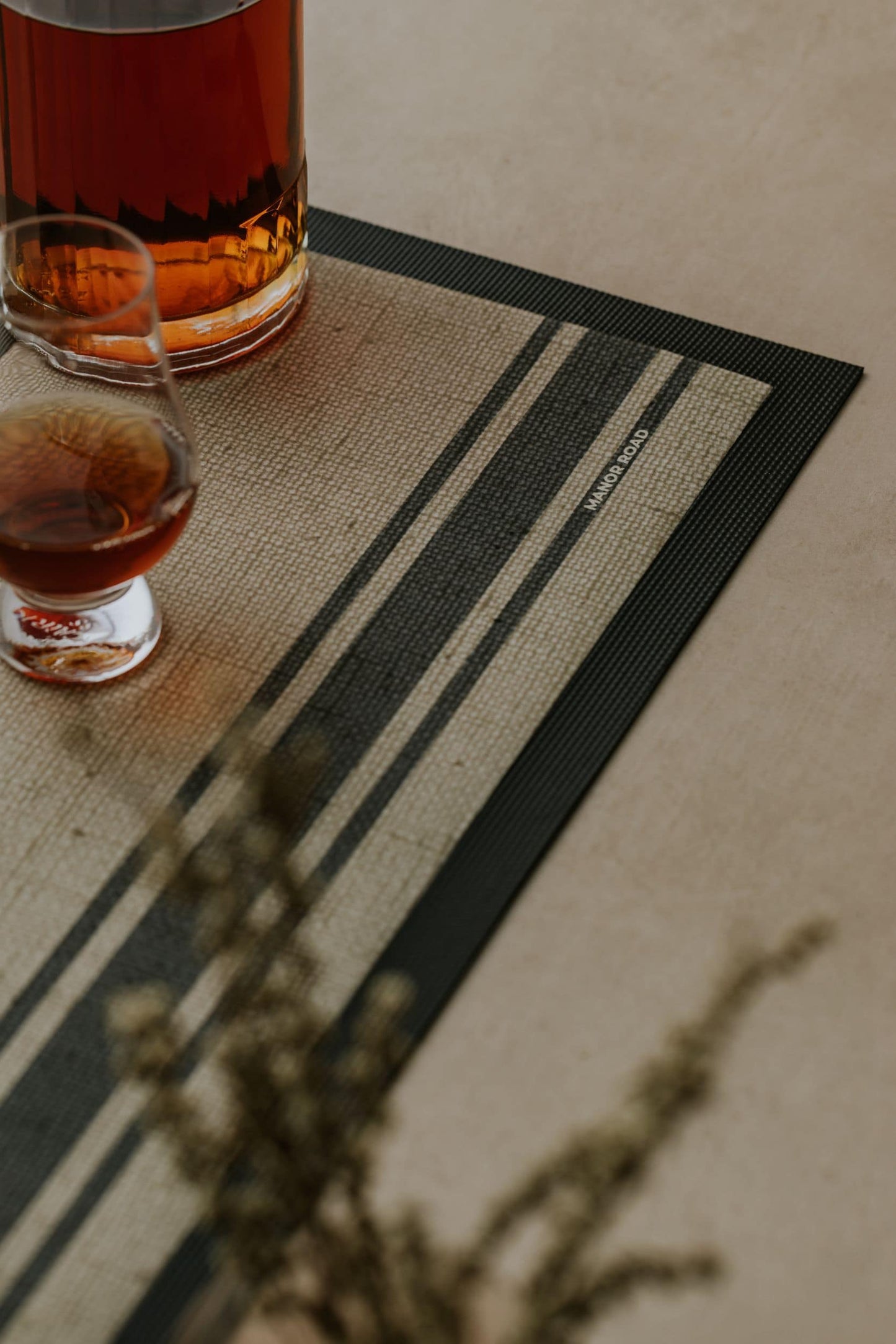 Large Bar Mat - Coffee Stripe- Manor Road- (Back-Order)
