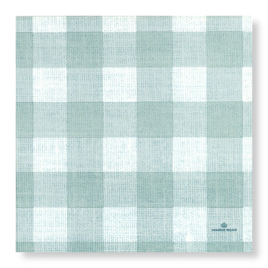 Linen Gingham Duck Egg Dinner Paper Napkin- 20pk- Manor Road