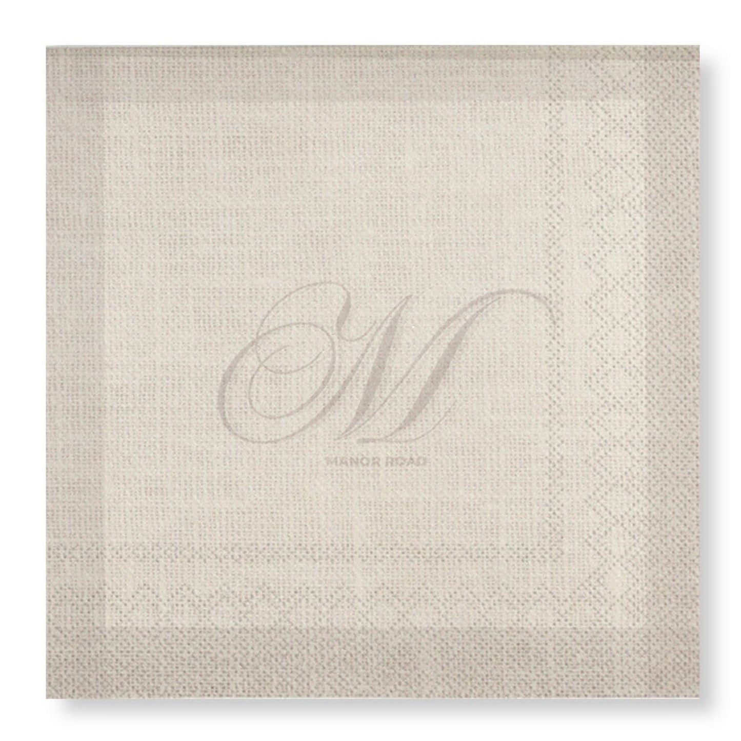 Linen (Monogram Beige) Dinner Paper Napkins- 20pk-Manor Road
