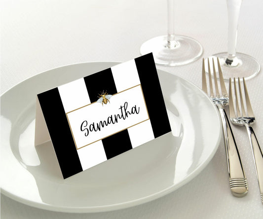 Striped Bee Place Cards- 45pk- Manor Road