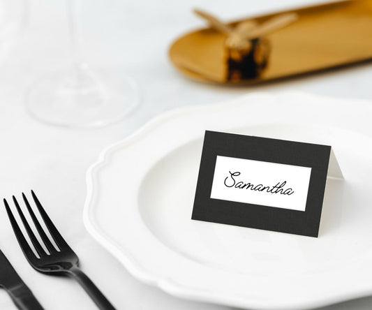 Linen (Black) Place Cards- 45pk- Manor Road
