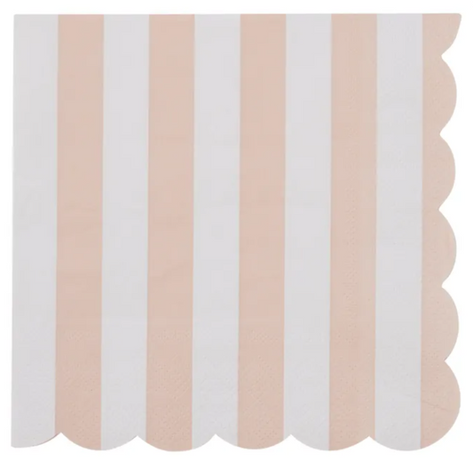 Carnival Scallop Pink & White Stripe Luncheon Paper Napkin- 20pk- Assemble