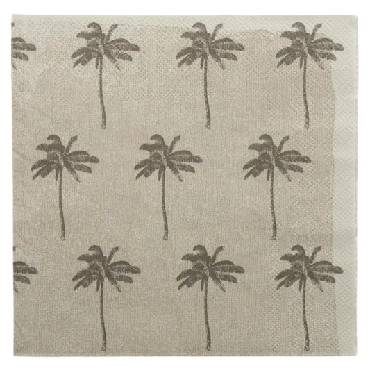 Siesta Palm Natural/ Grey Luncheon Paper Napkin- 20pk- Assemble