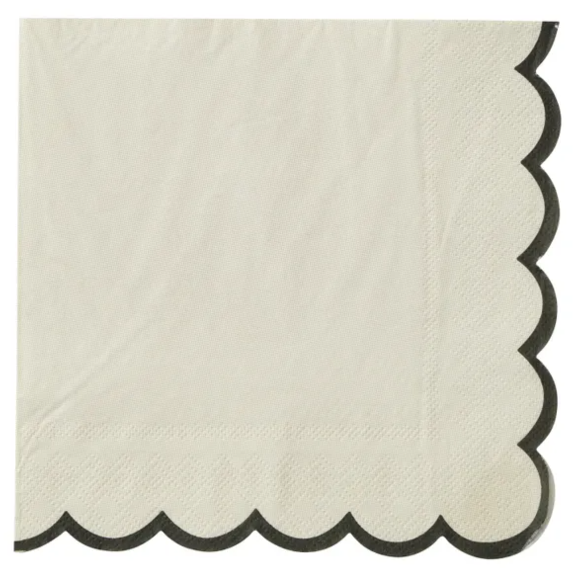 Halcyon Scallop Ivory & Black Luncheon Paper Napkin- 20pk- Assemble