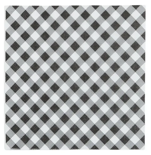 Gingham Black & White Luncheon Paper Napkin- 20pk- Assemble
