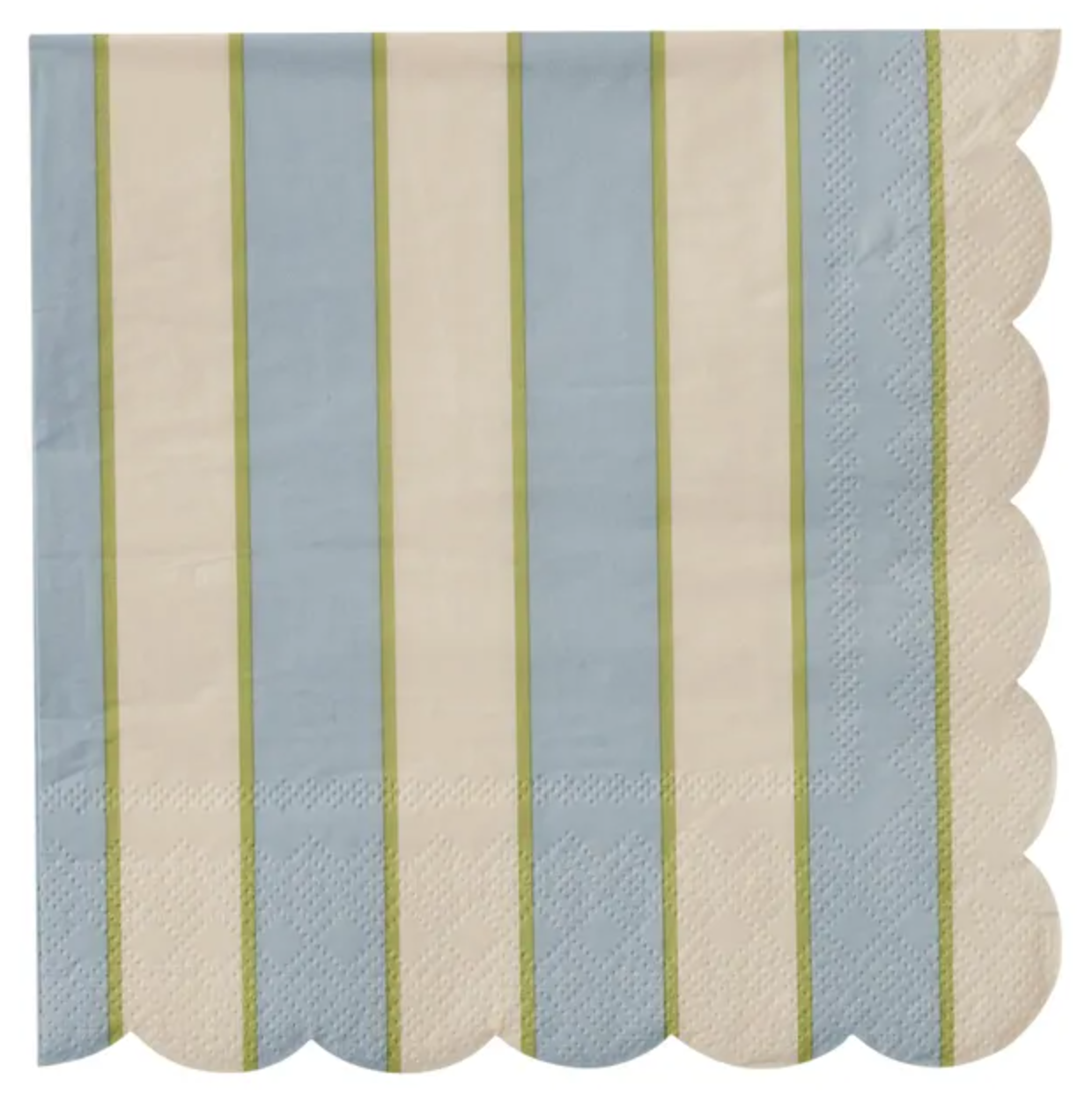 Carnival Scallop Blue Stripe Luncheon Paper Napkin- 20pk- Assemble