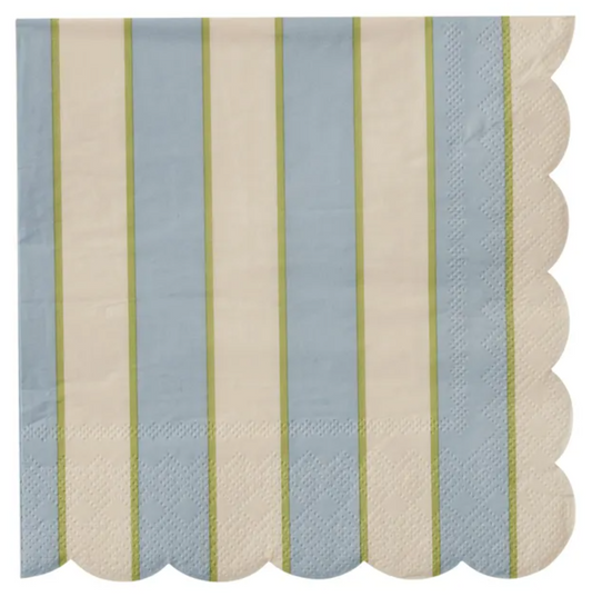 Carnival Scallop Blue Stripe Luncheon Paper Napkin- 20pk- Assemble