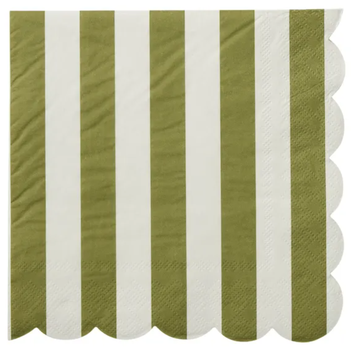 Carnival Scallop Olive Stripe Luncheon Paper Napkin- 20pk- Assemble