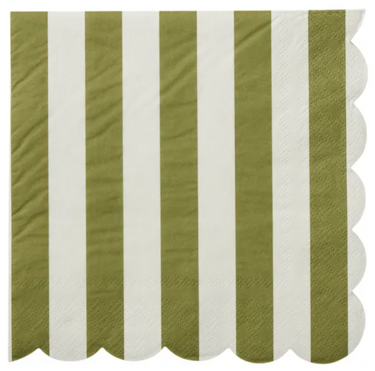 Carnival Scallop Olive Stripe Luncheon Paper Napkin- 20pk- Assemble
