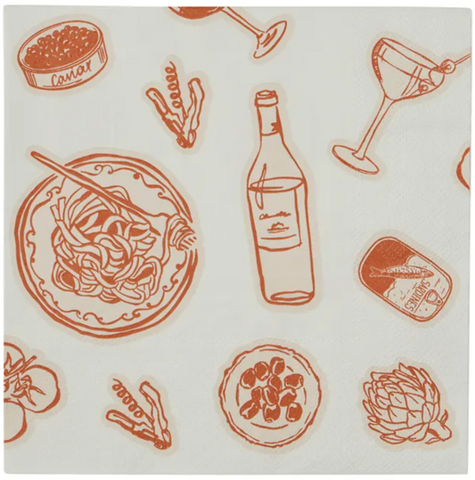 Taormina Red & Nude Luncheon Paper Napkins- 20pk- Assemble