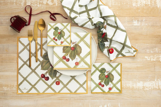 Cherry Canvas Dinner Paper Napkins- 20pk- Manor Road