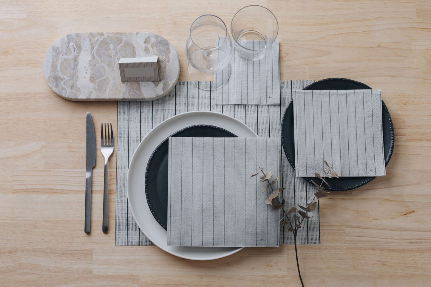 Linen Pinstripe Luncheon Paper Napkin- 20pk- Manor Road