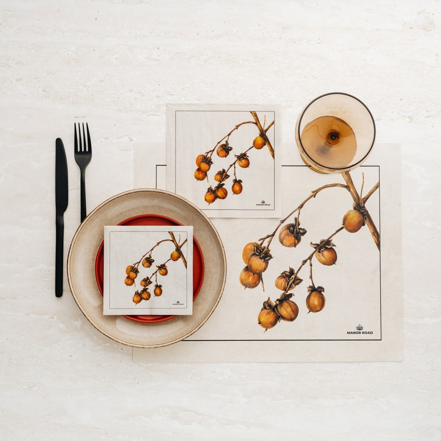 Persimmon Paper Placemat Pad- 30 Sheets- Manor Road