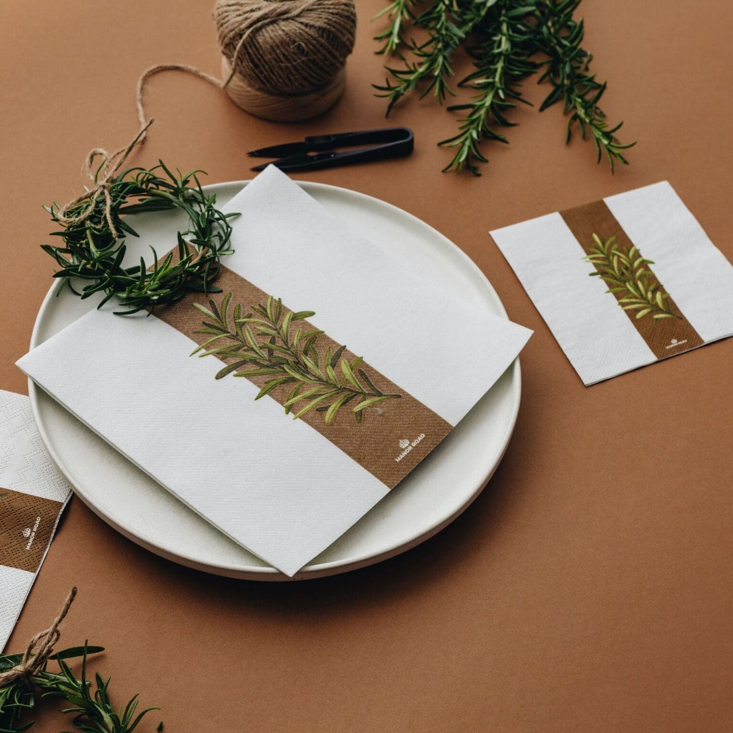 Rustic Rosemary Cocktail Paper Napkins- 20pk- Manor Road