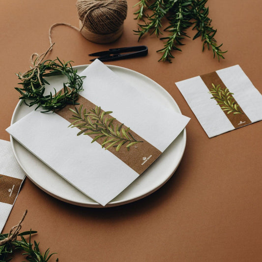 Rustic Rosemary Cocktail Paper Napkins- 20pk- Manor Road