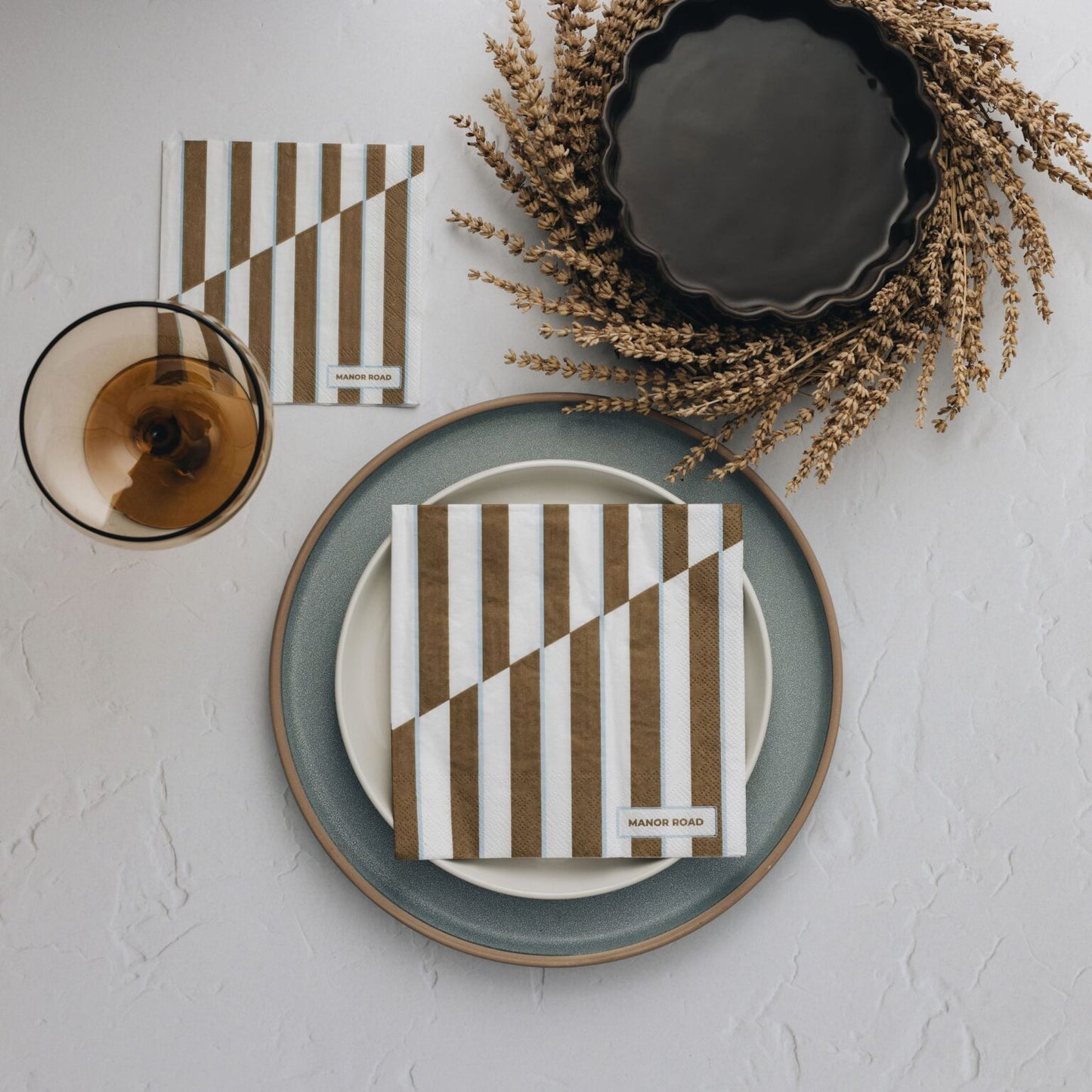 Toffee Stripe Cocktail Paper Napkins- 20pk- Manor Road
