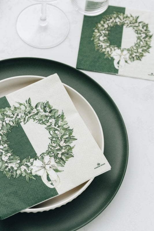 White Berry Wreath Luncheon Paper Napkin- 20pk- Manor Road